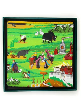 The Heavenly Map of Tibet Square Silk Scarf