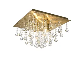 Acle Crystal Light with 4 Lights  Antique Brass