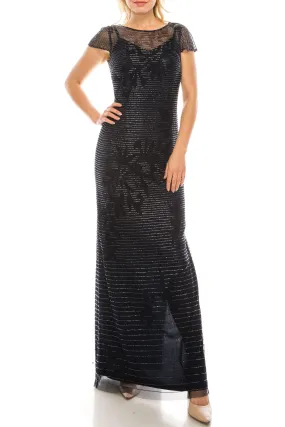 Aidan Mattox Long Formal Beaded Mesh Gown 054472190