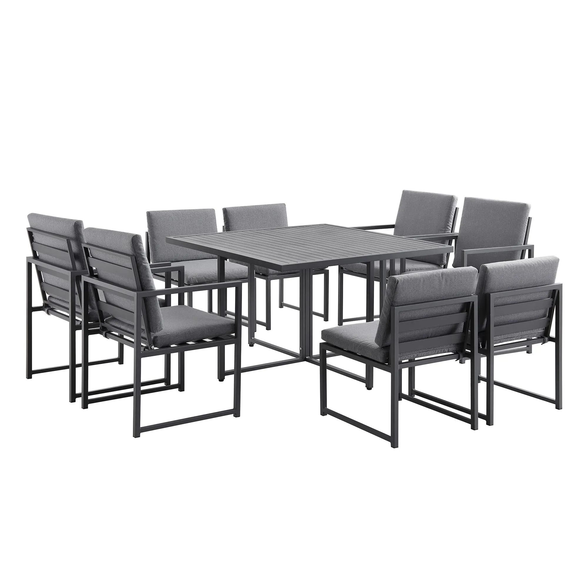 Albany Aluminium 9-Piece Outdoor Cube Dining Set, Grey