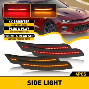 Amber Red Smoked LED Side Marker Lights for 16-21 Chevy Camaro