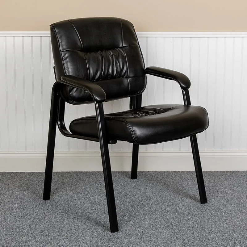 Black LeatherSoft Antimicrobial / Antibacterial Medical Side Chair with Black Metal Frame [BT-1404-ANTI-BK-GG]