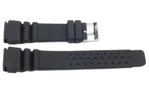 Black Smooth Rubber P-24DOTS 24mm Watch Strap