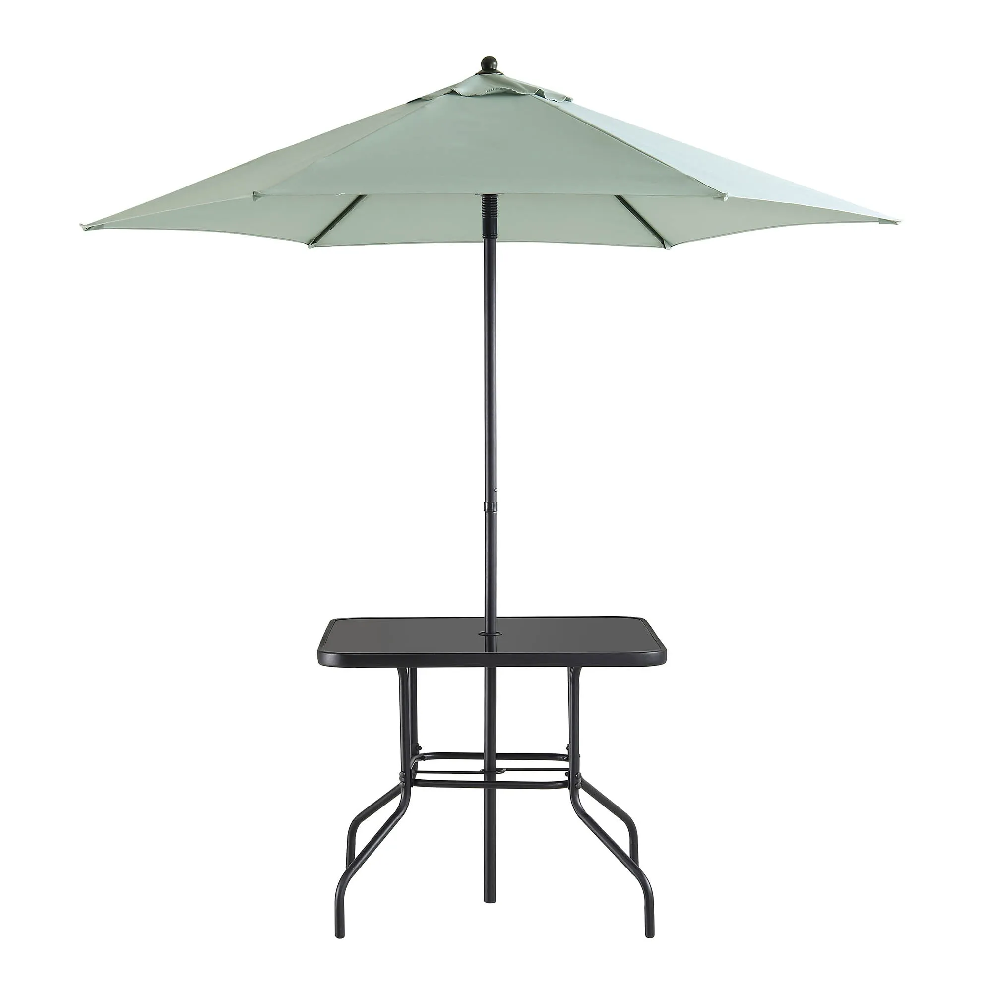 Champneys 4-Seater Steel and Fabric Outdoor Patio Dining Set with Parasol, Sage Green