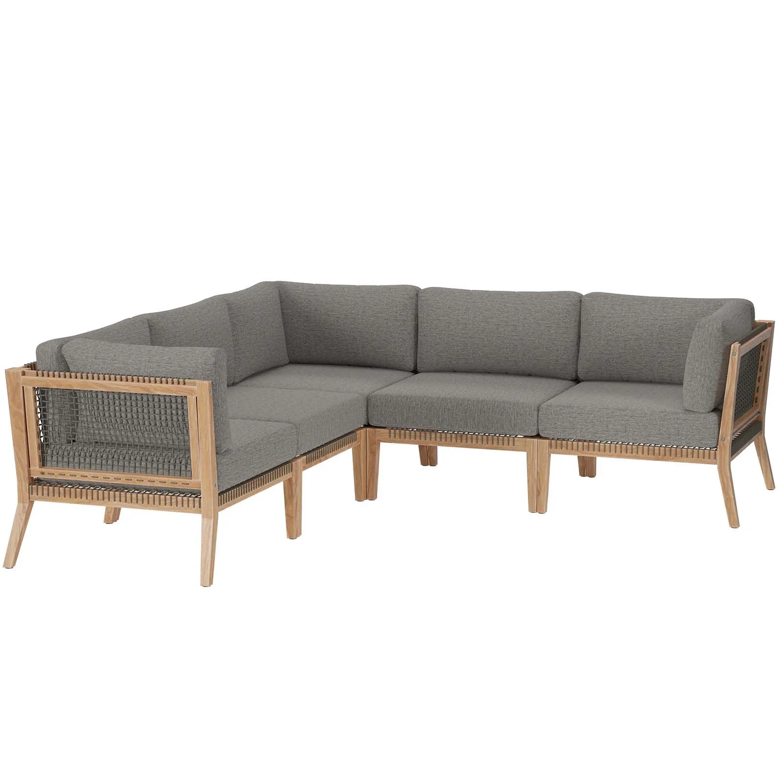 Clearwater Outdoor Patio Teak Wood 5-Piece Sectional Sofa by Modway