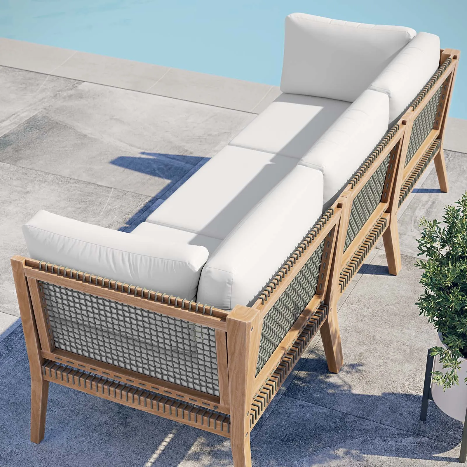 Clearwater Outdoor Patio Teak Wood Sofa by Modway