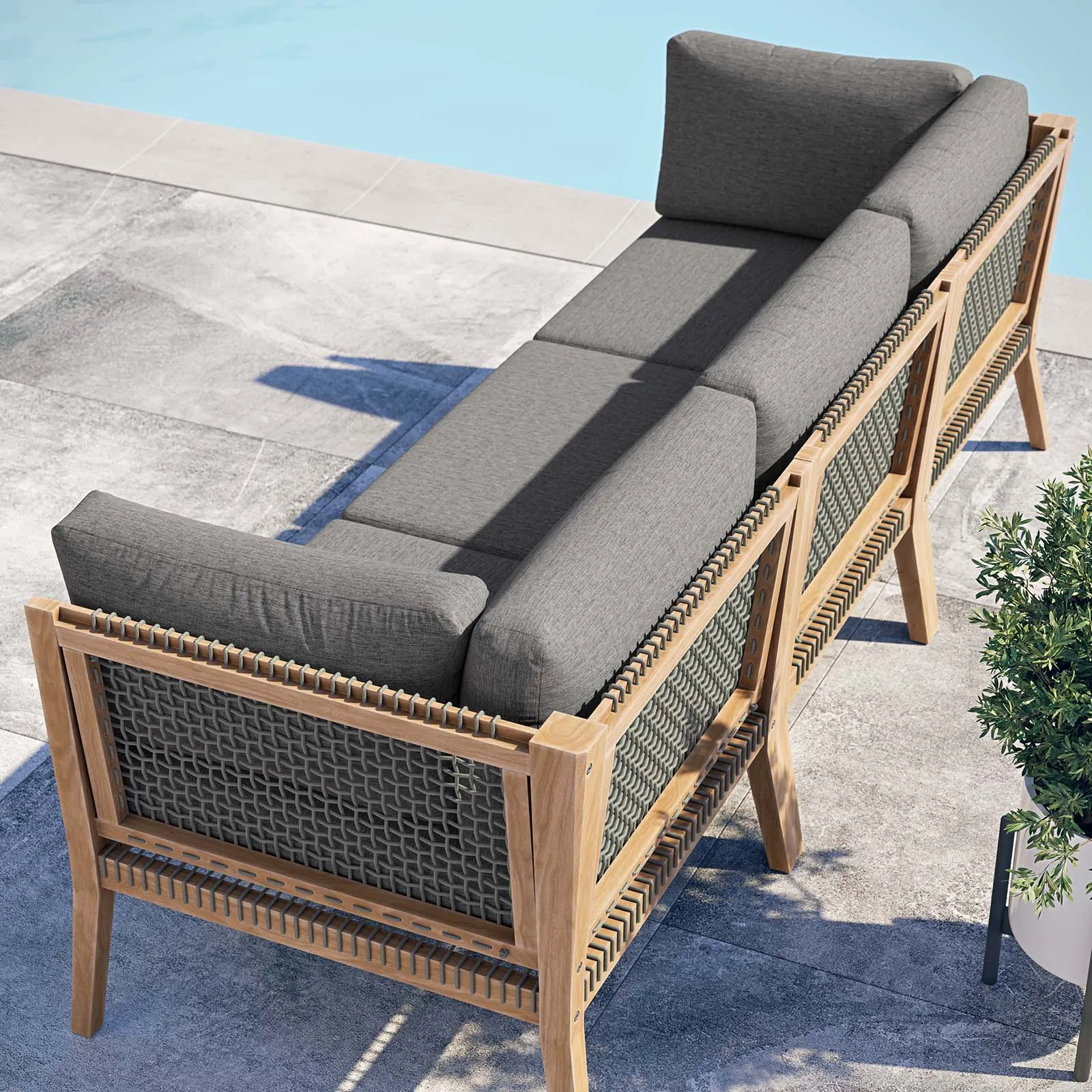 Clearwater Outdoor Patio Teak Wood Sofa by Modway