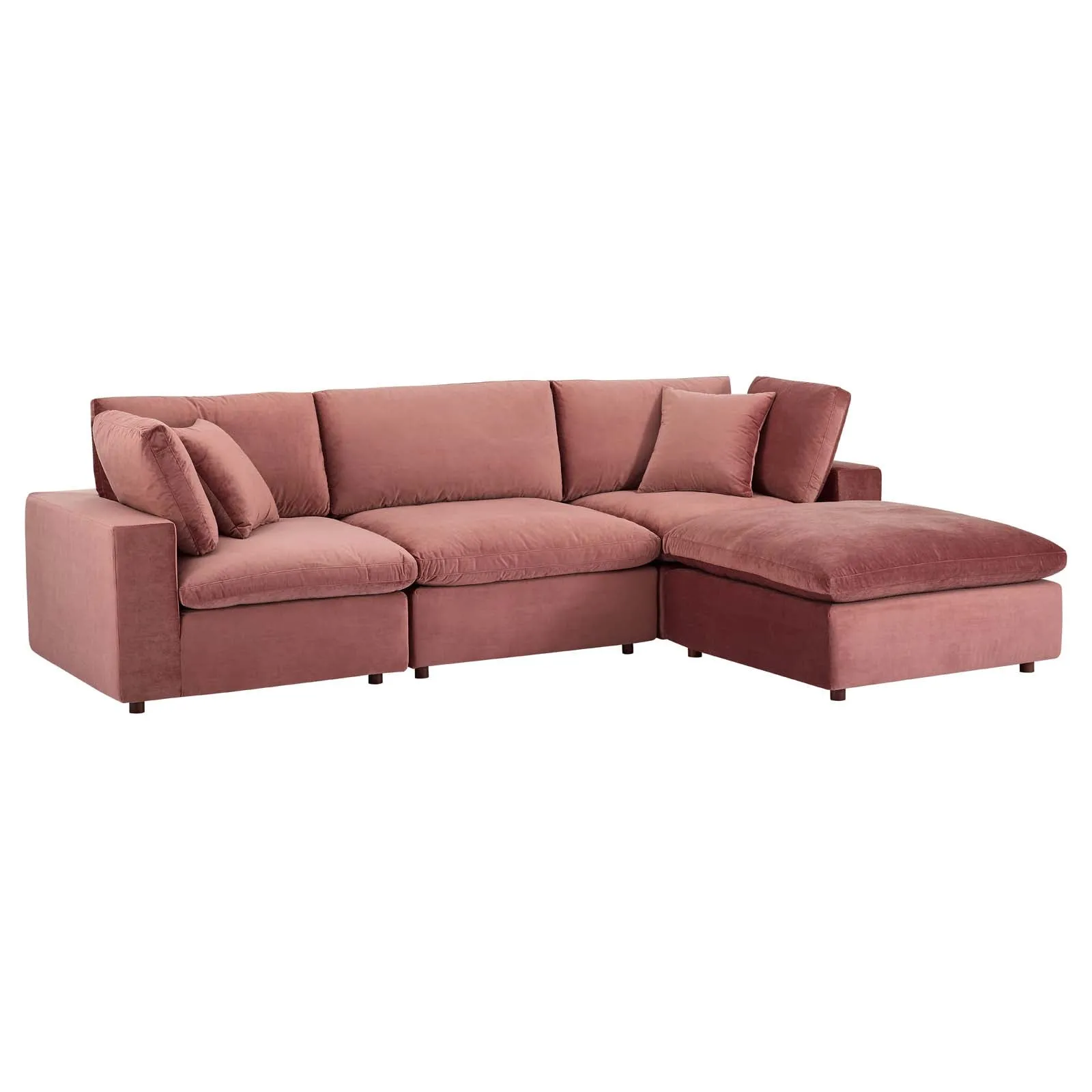 Commix Down Filled Overstuffed Performance Velvet 4-Piece Sectional Sofa by Modway