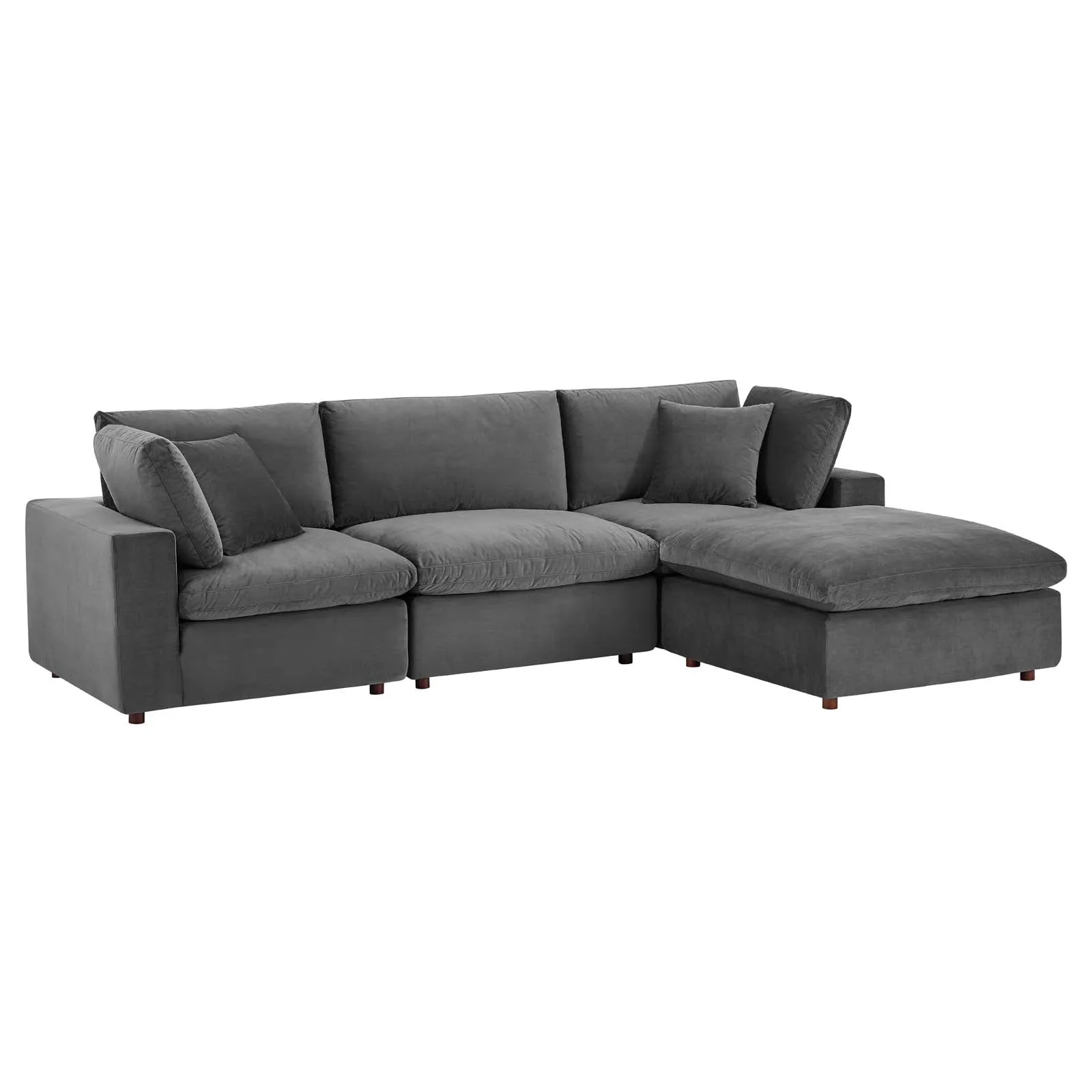 Commix Down Filled Overstuffed Performance Velvet 4-Piece Sectional Sofa by Modway