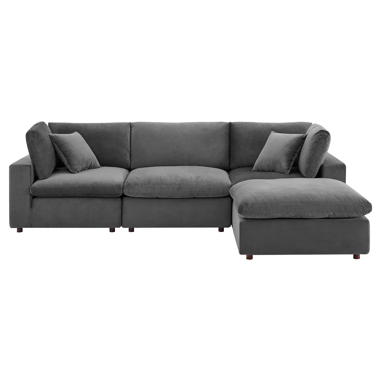 Commix Down Filled Overstuffed Performance Velvet 4-Piece Sectional Sofa by Modway