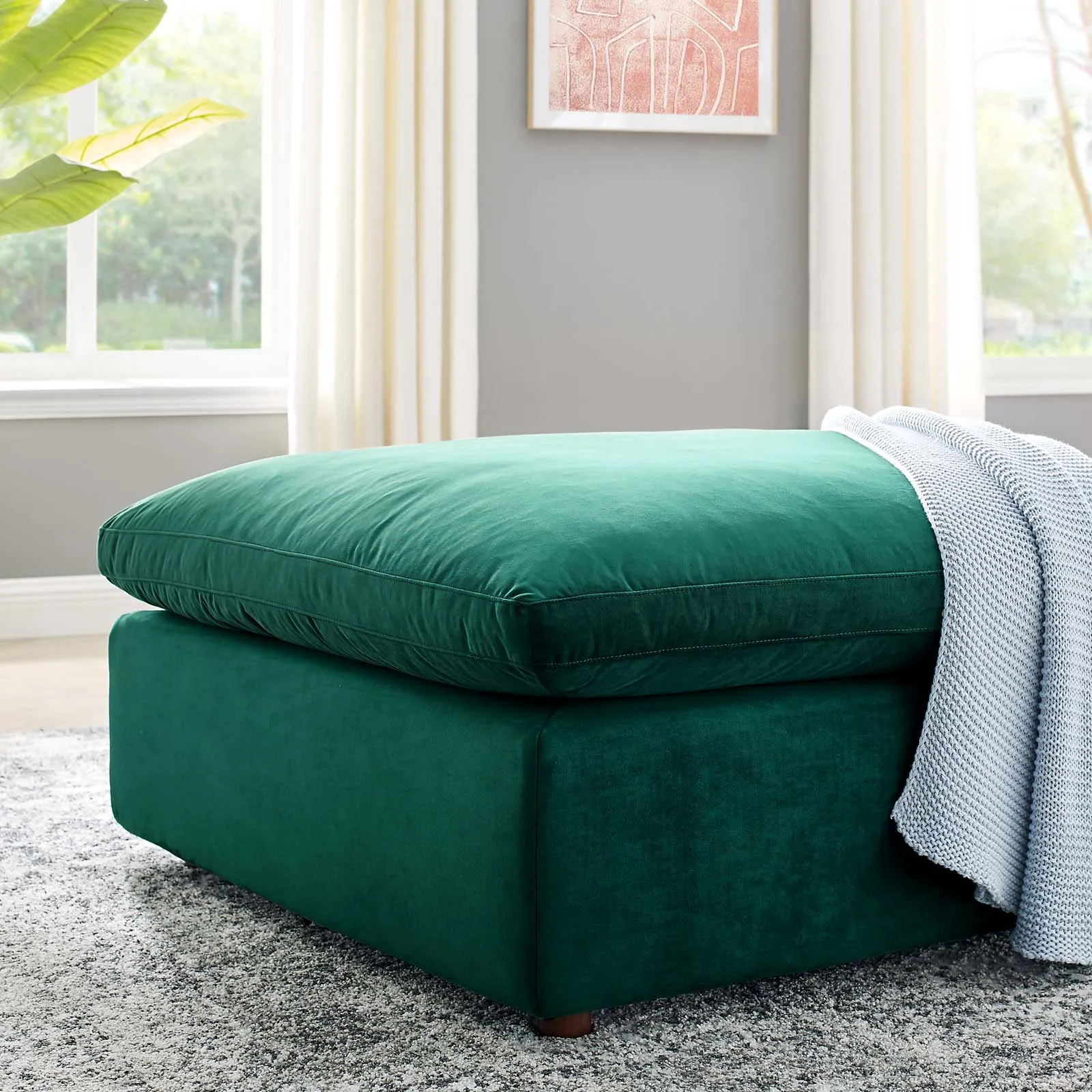 Commix Down Filled Overstuffed Performance Velvet Ottoman by Modway