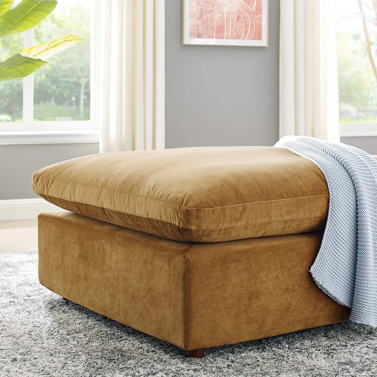 Commix Down Filled Overstuffed Performance Velvet Ottoman by Modway