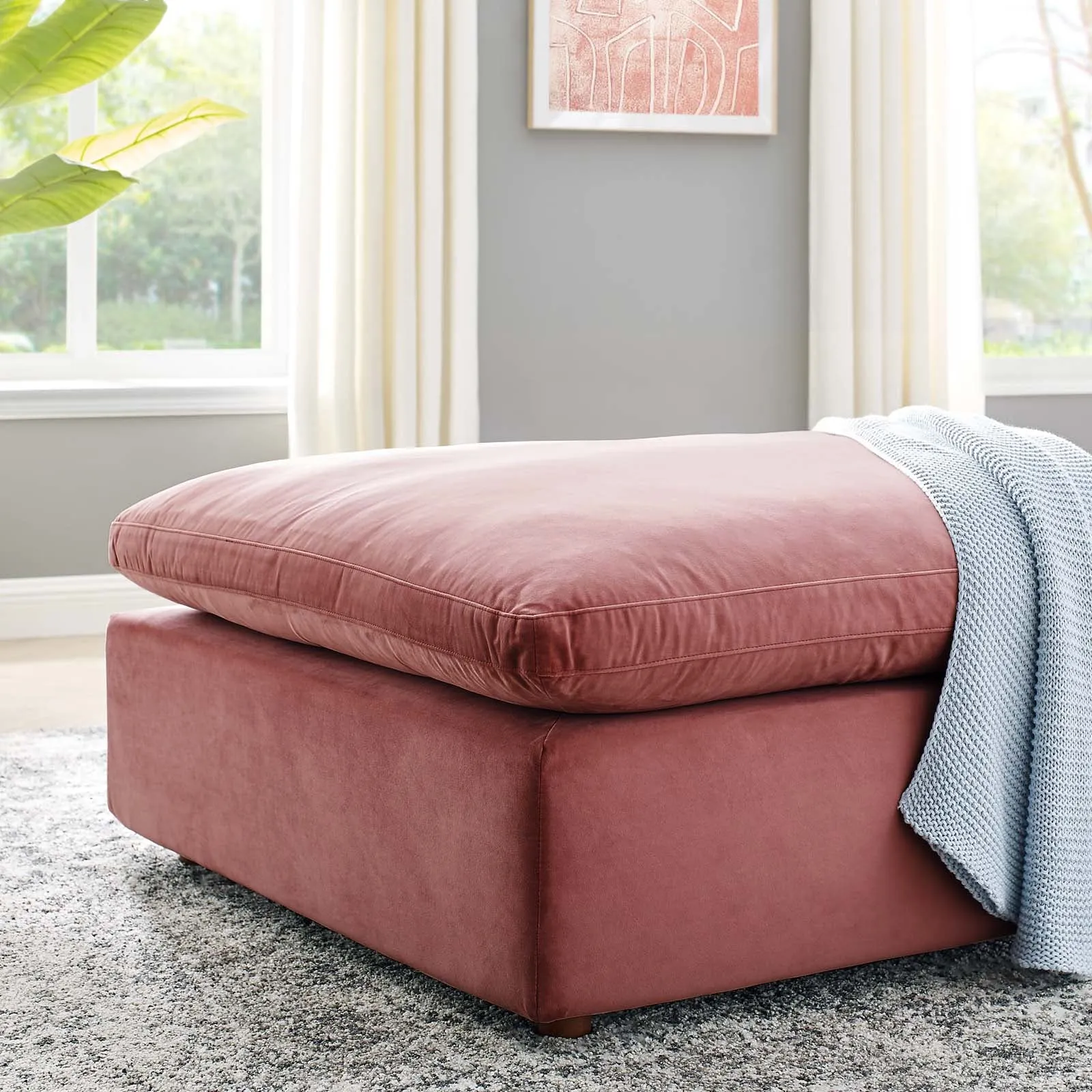 Commix Down Filled Overstuffed Performance Velvet Ottoman by Modway