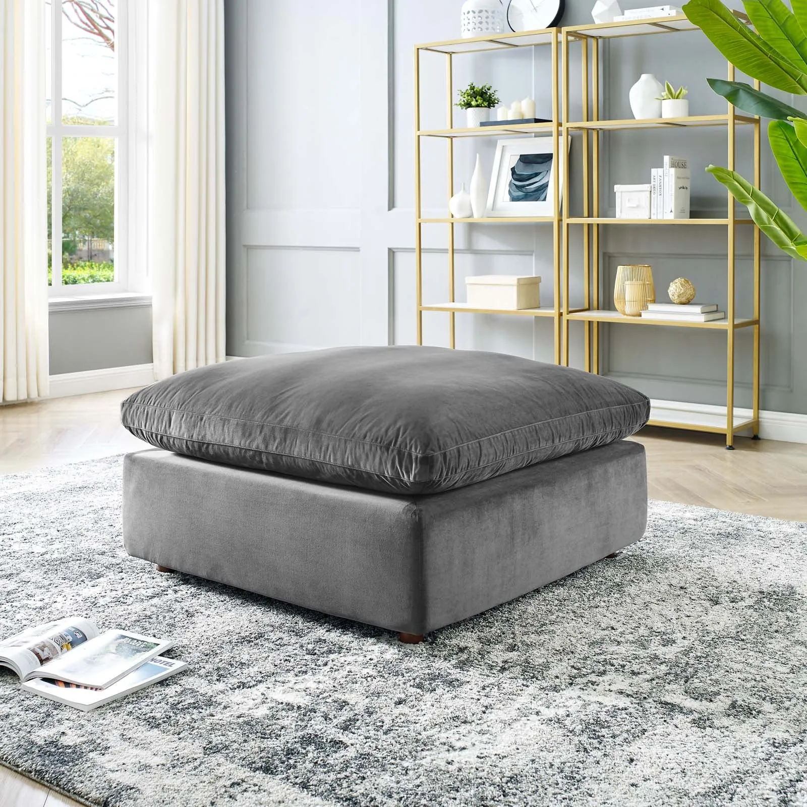 Commix Down Filled Overstuffed Performance Velvet Ottoman by Modway