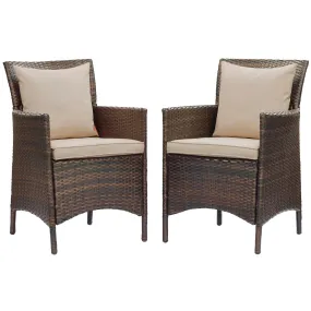 Conduit Outdoor Patio Wicker Rattan Dining Armchair Set of 2 by Modway