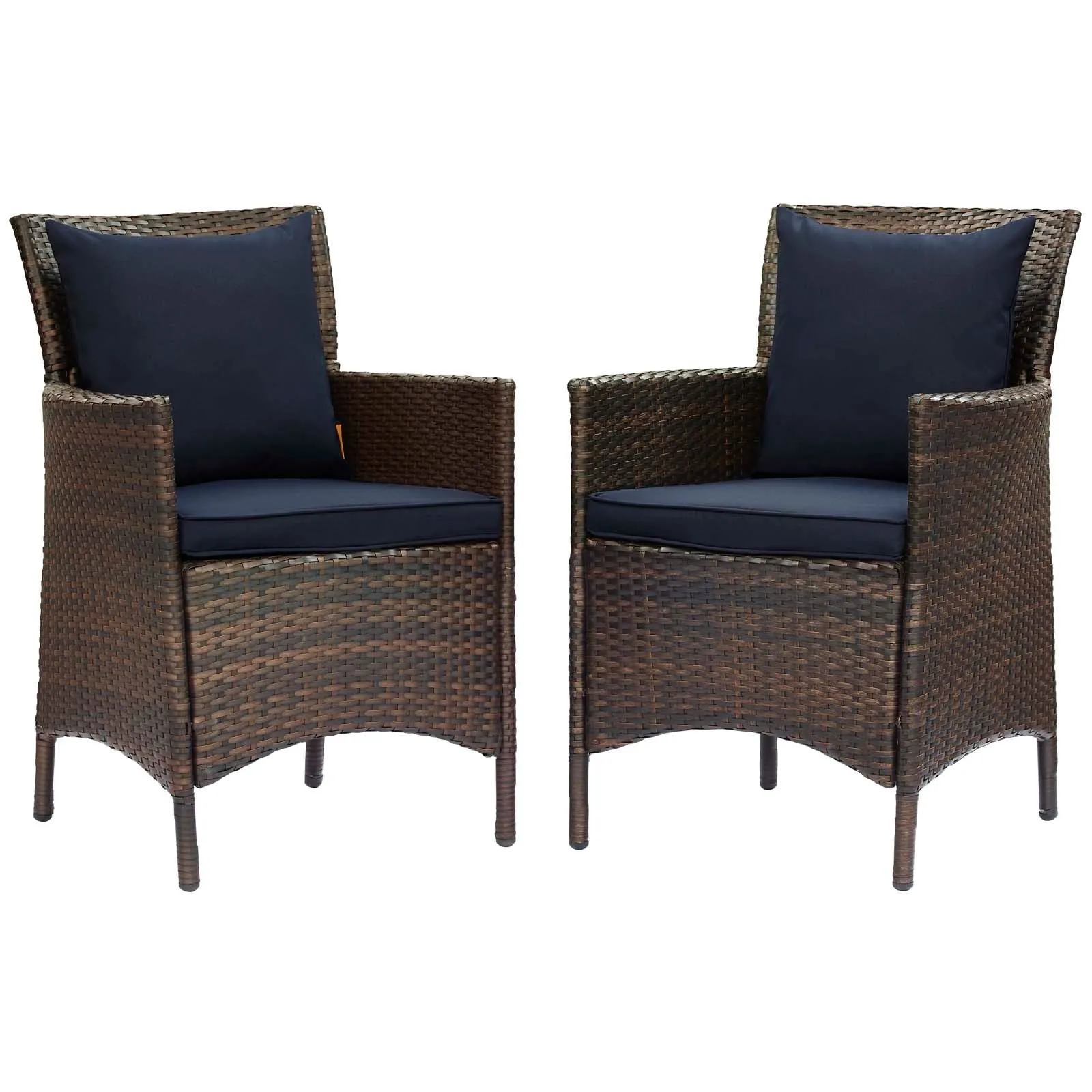 Conduit Outdoor Patio Wicker Rattan Dining Armchair Set of 2 by Modway