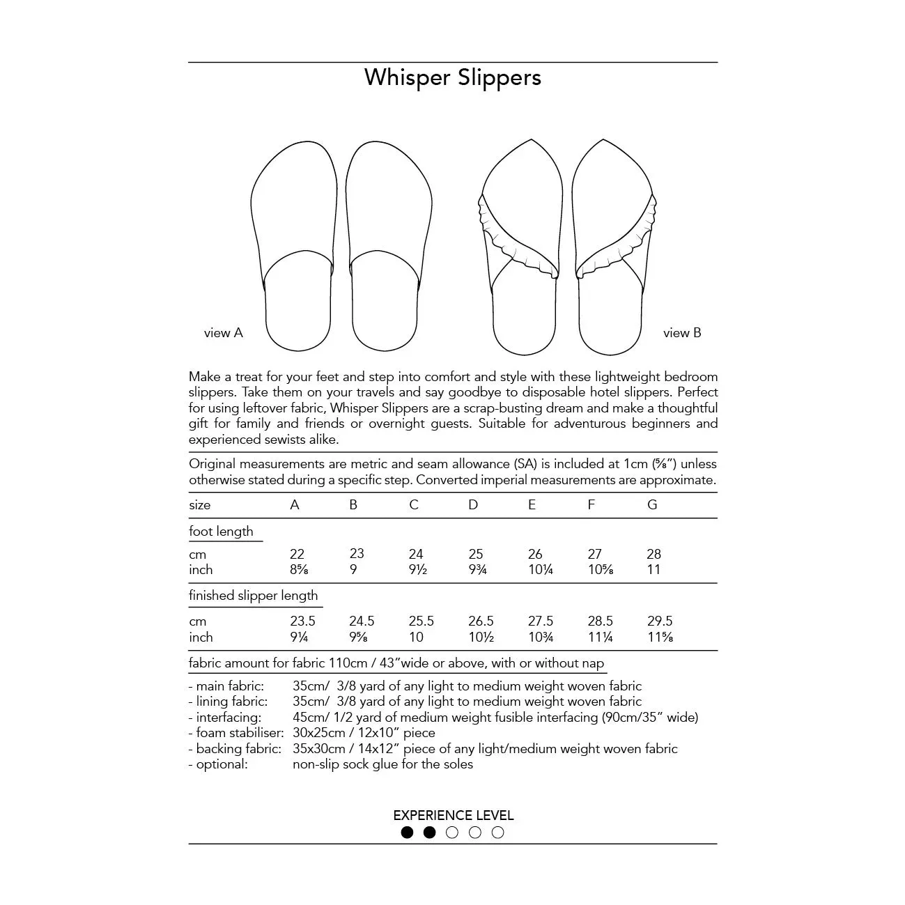 Dhurata Davies - Whisper Slippers - Paper Sewing Pattern