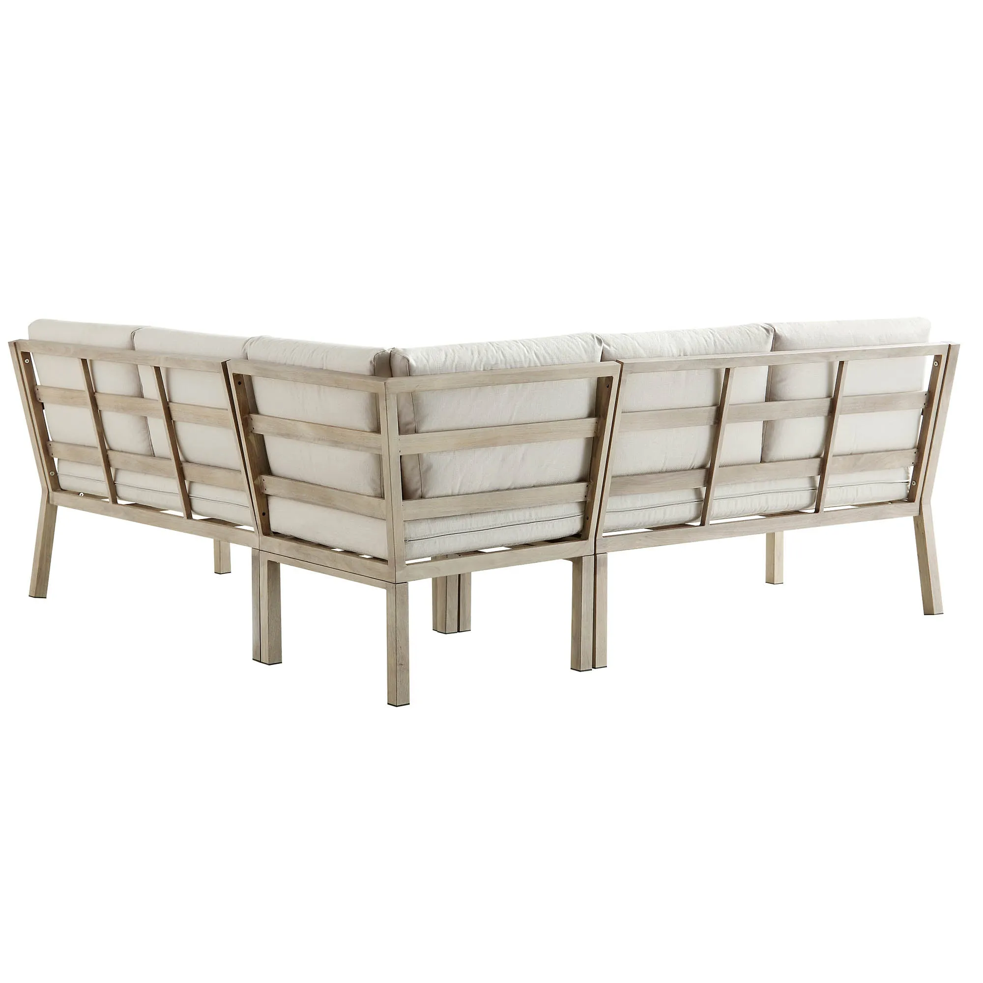 Earlswood Aluminium Washed Wood Effect Corner Sofa Set with Coffee Table