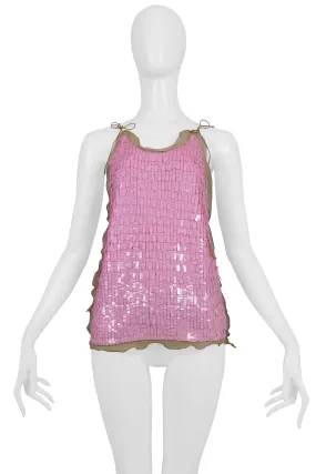 FENDI BY KARL LAGERFELD PINK SEQUIN PAILLETTE RUFFLE TOP 2000