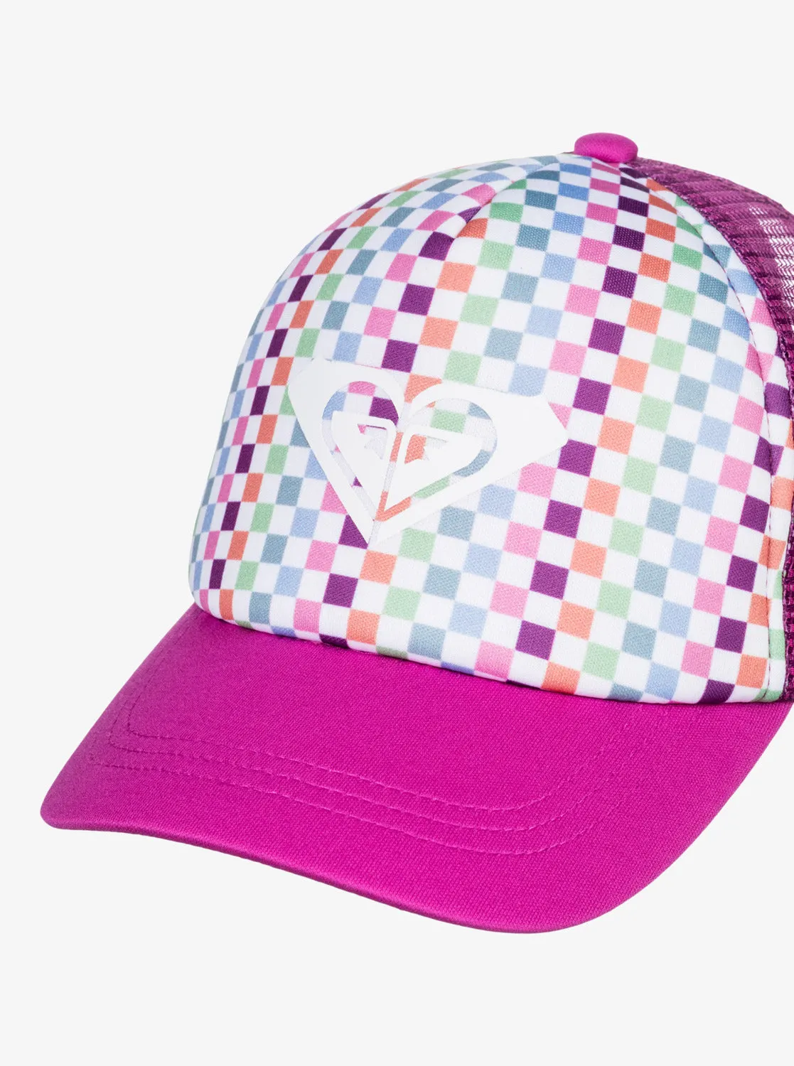 Girls 2-7 Sweet Emotions Trucker Hat - Bright White Check Check