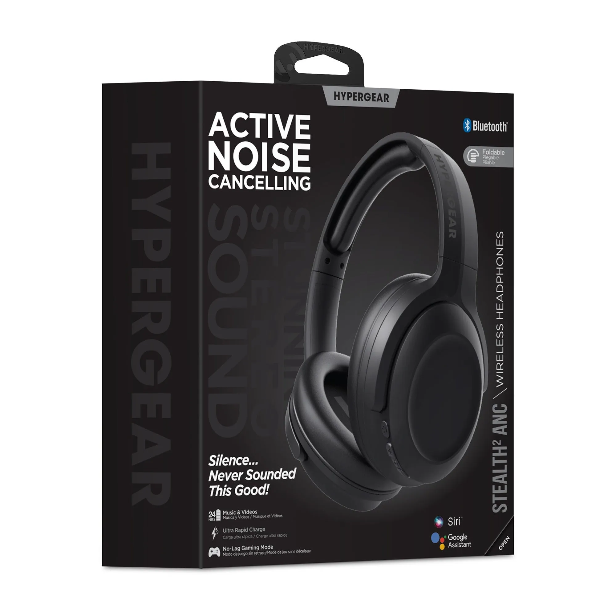 Hypergear Stealth2 ANC Wireless On-Ear Headphones - Black - 15-12338