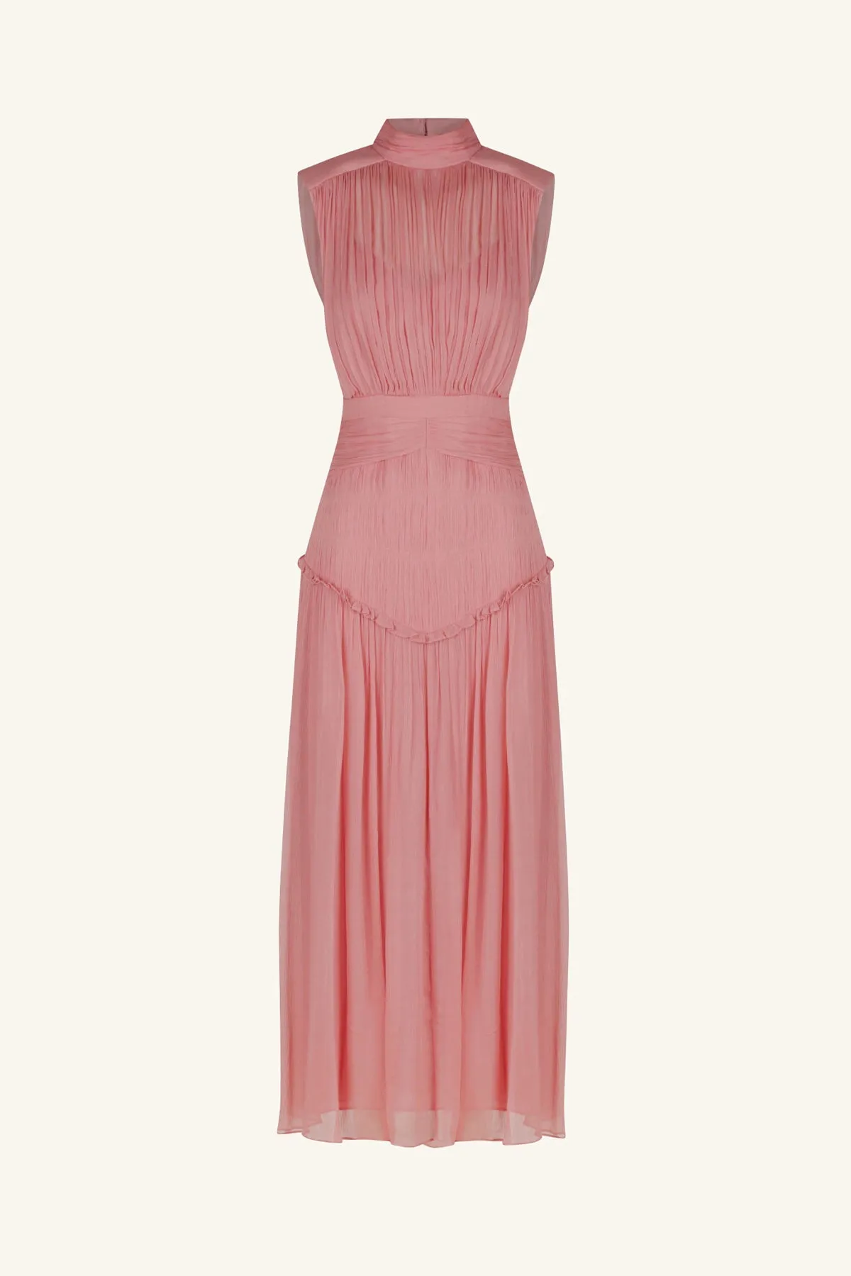 LAUREN HIGH NECK MIDI DRESS - BLUSH