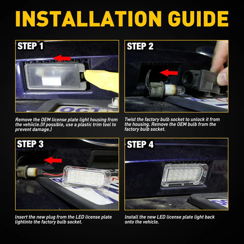 LED License Plate Lights Tag Light Lamp Assembly for Ford and Lincoln Models Xenon White Light