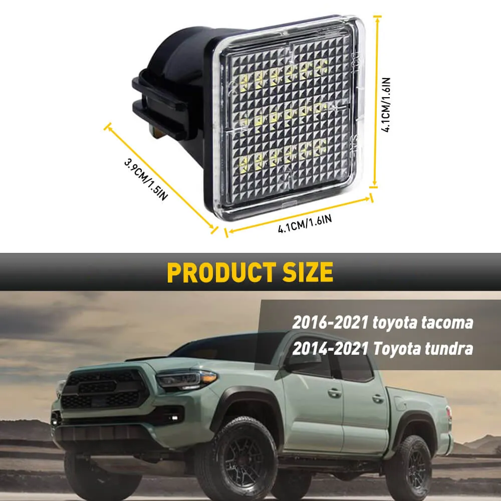 LED License Plate Lights Tag Light Lamp Assembly for Toyota 16-21 Tacoma 14-21 Tundra Xenon White Light