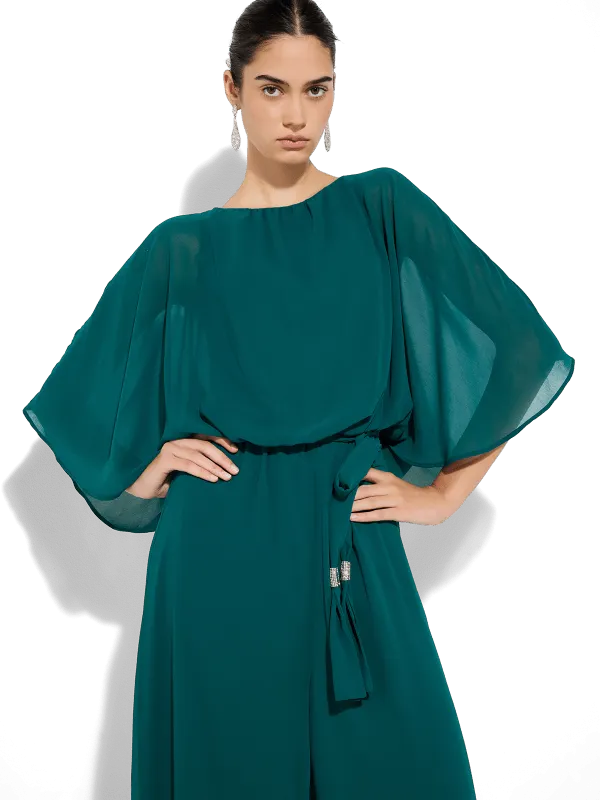 Lucien Emerald Chiffon Jumpsuit