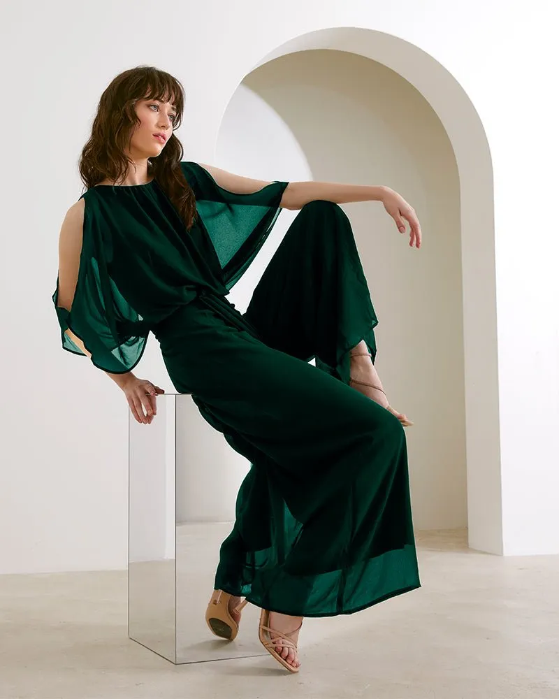 Lucien Emerald Chiffon Jumpsuit