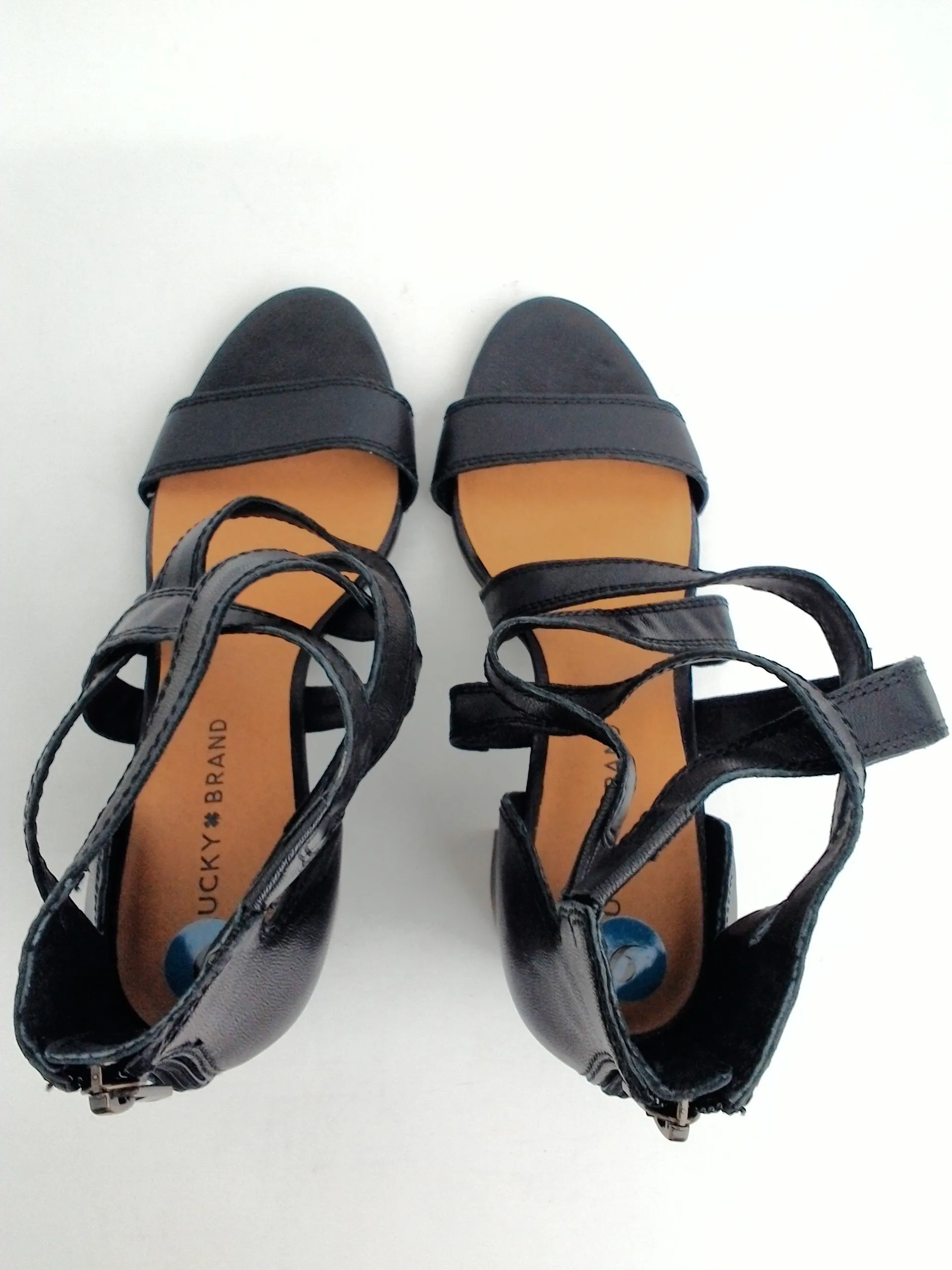 Lucky Brand Vyrah Strappy Leather Heeled Sandals Size 9 M