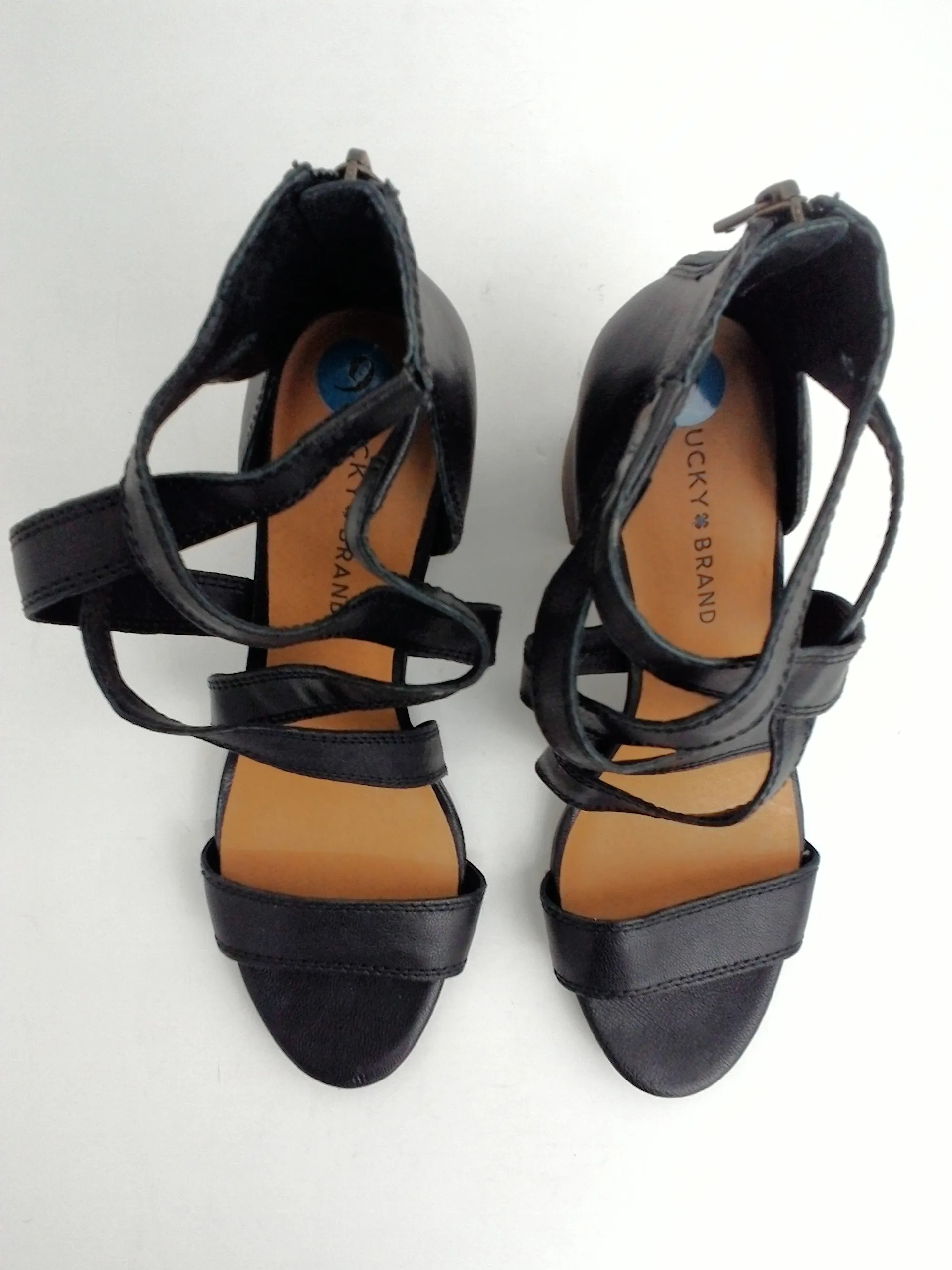 Lucky Brand Vyrah Strappy Leather Heeled Sandals Size 9 M