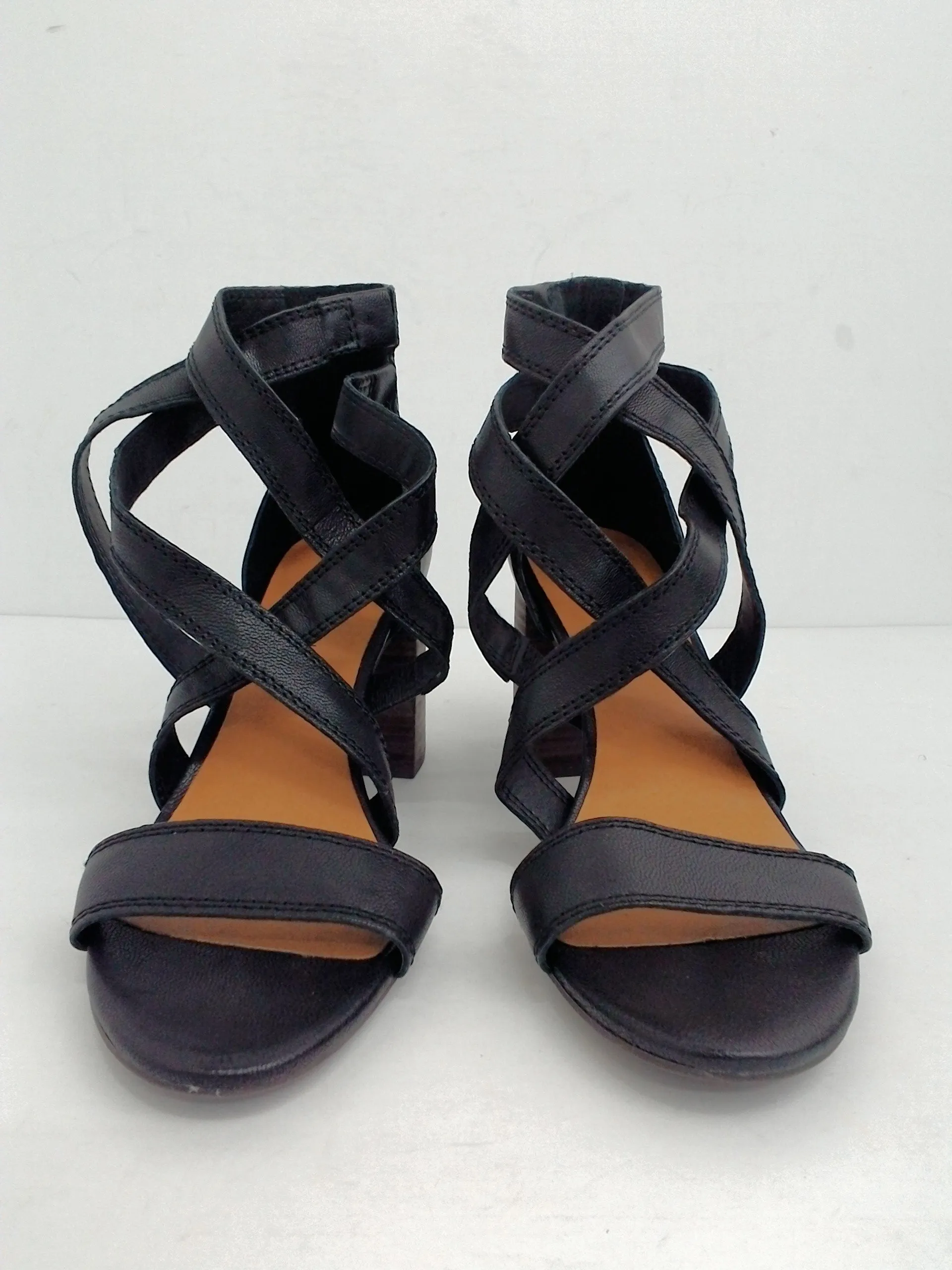 Lucky Brand Vyrah Strappy Leather Heeled Sandals Size 9 M