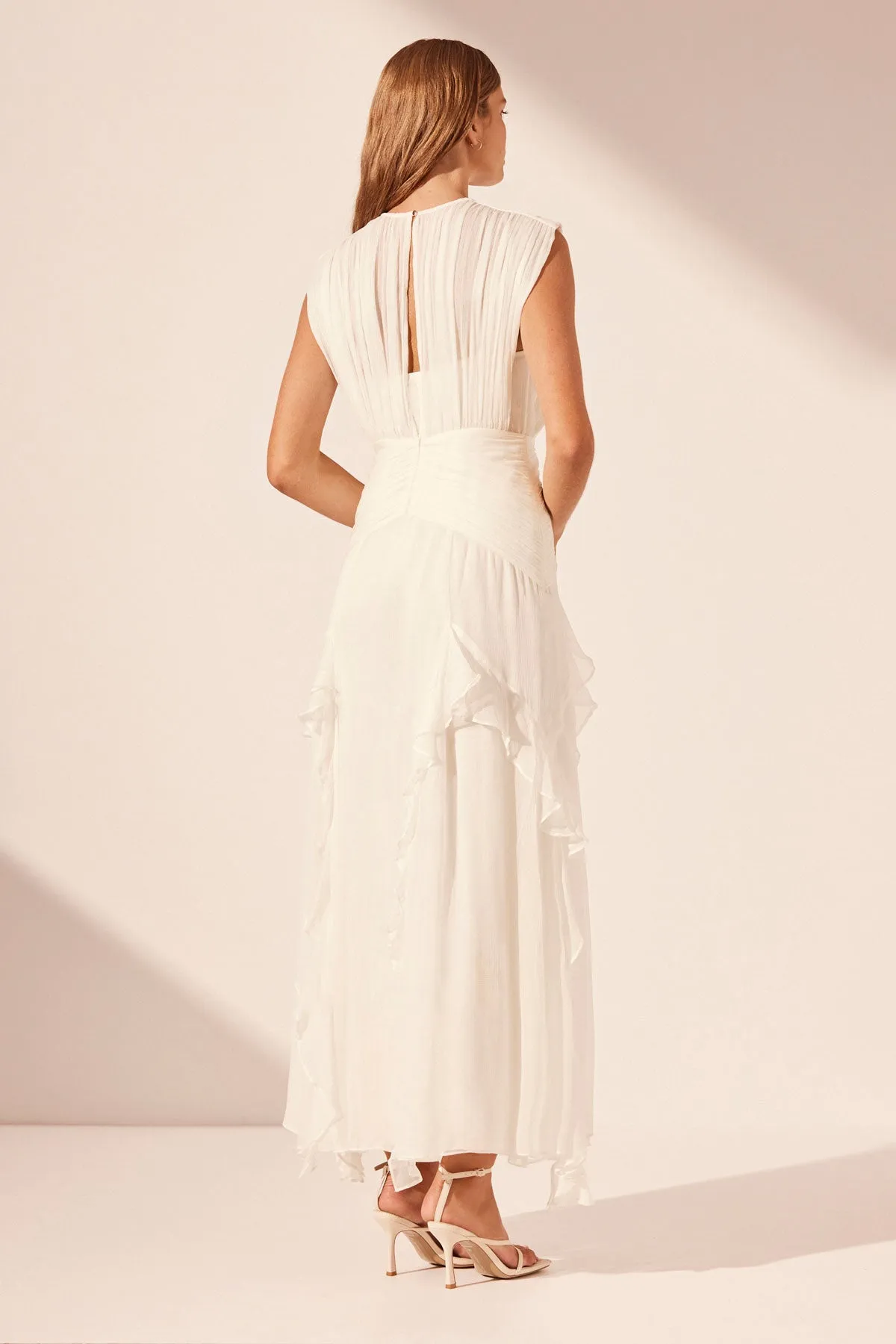 MARGOT ROUND NECK SLEEVELESS MAXI DRESS - IVORY