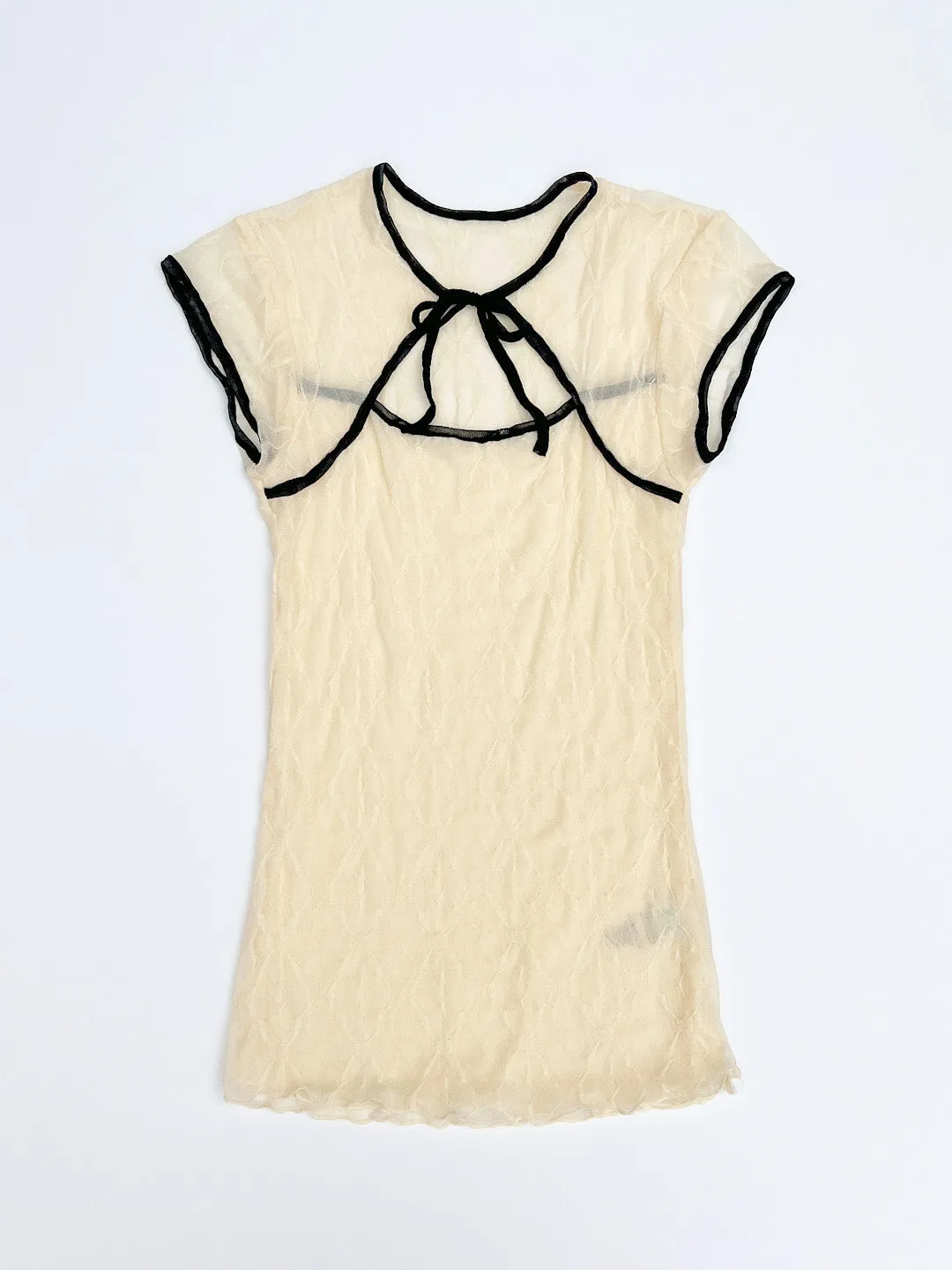 Mariposa Lace Bow Tee - Piped Cloud