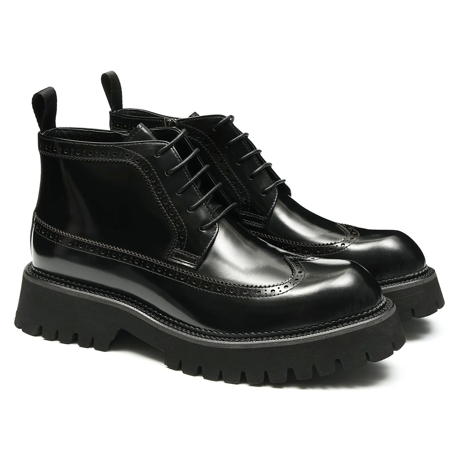 Men's high-heel brogue boots