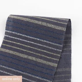 Metallic Weft Twil Stripe Linen / Cotton - Shadow