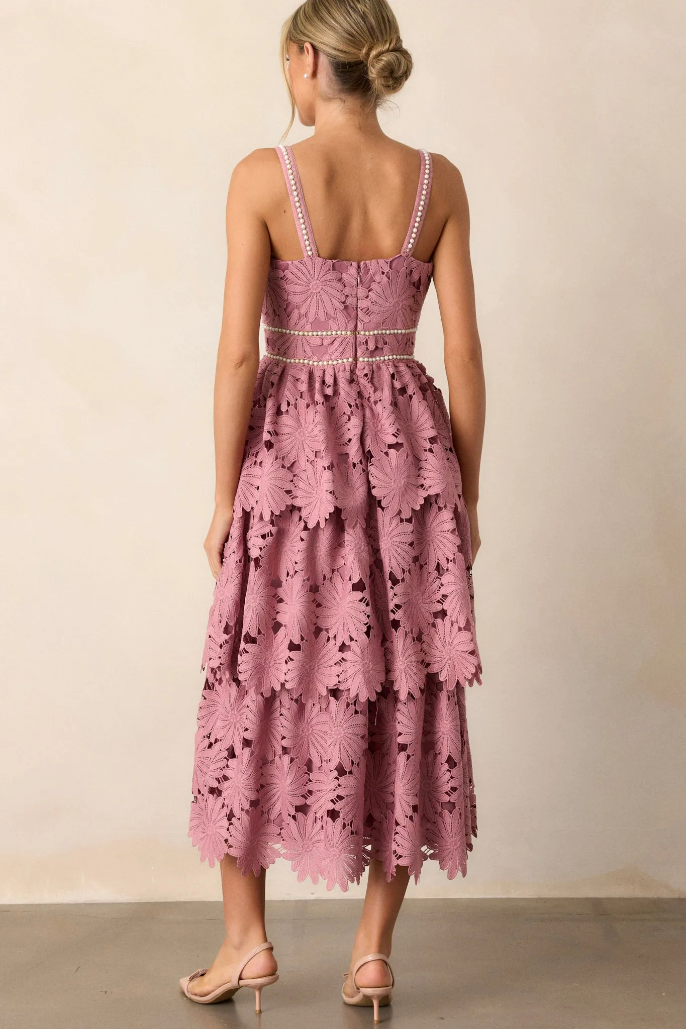 My Love Language Dusty Pink Floral Embroidered Midi Dress