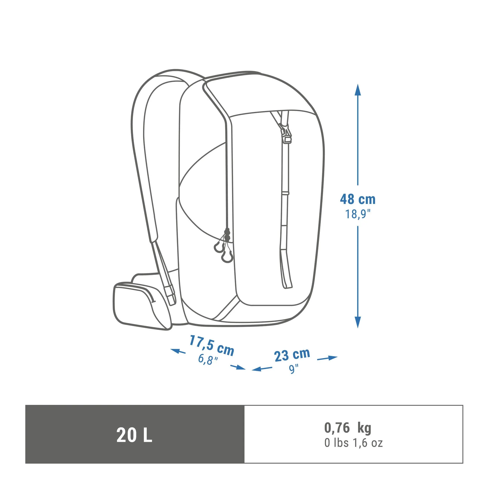 Quechua MH100 20L Hiking Backpack