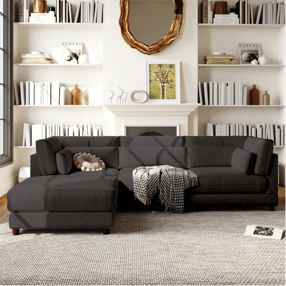 Ronald Sectional Sofa Set in Charcoal Color