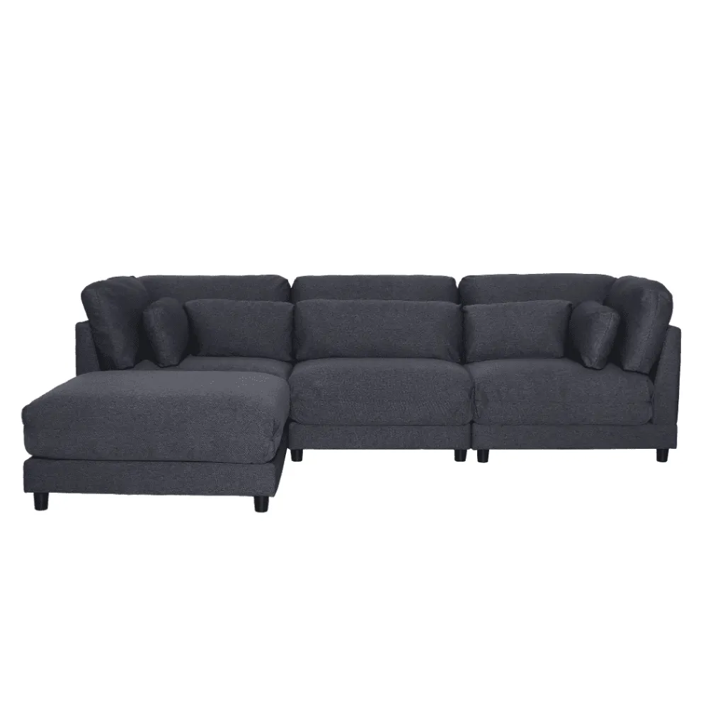 Ronald Sectional Sofa Set in Charcoal Color