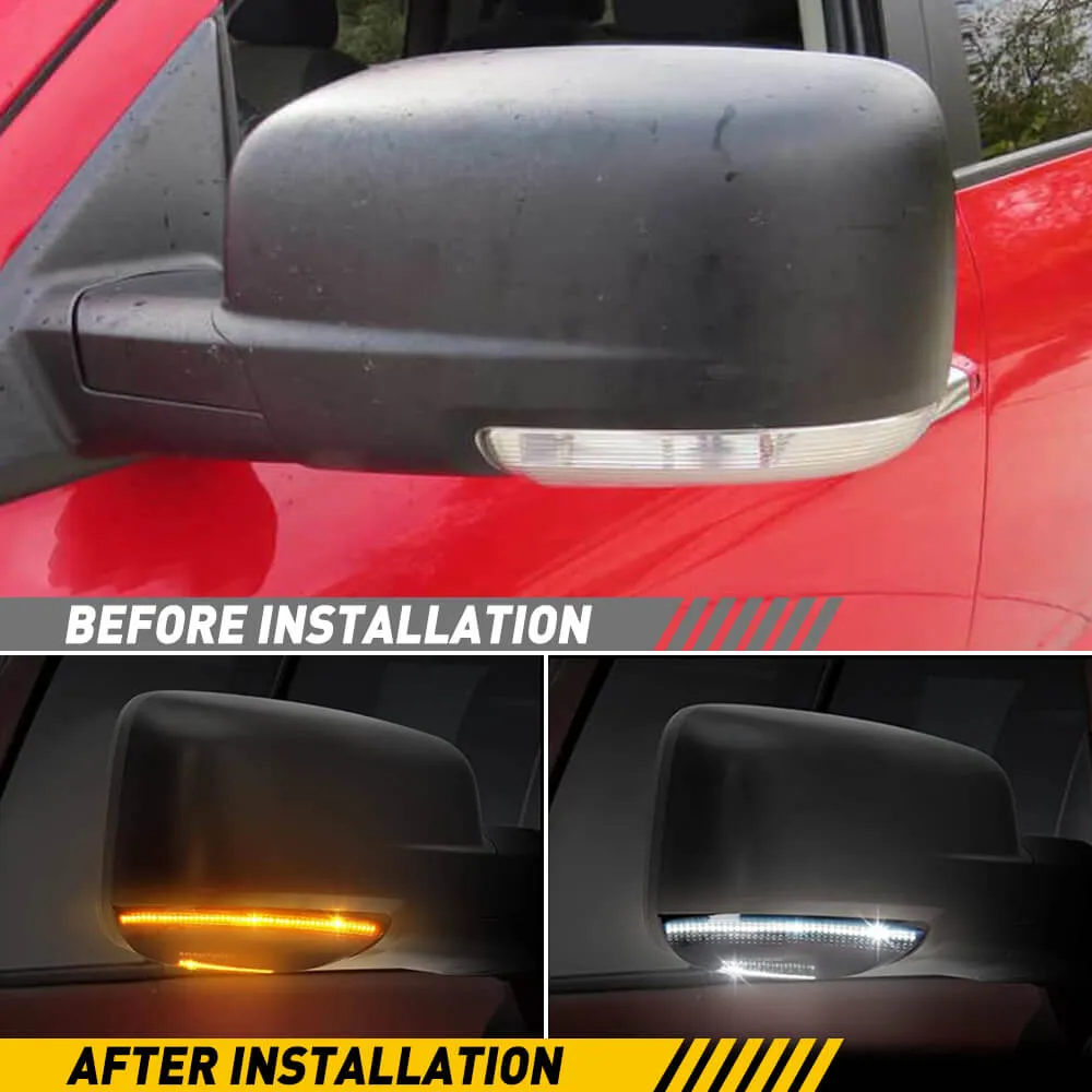 Sequential LED Side Mirror Turn Signal Light & Puddle Light for 2009-2018 Dodge RAM 1500, 2010-2018 RAM 2500 3500, 2019 RAM 1500 Classic