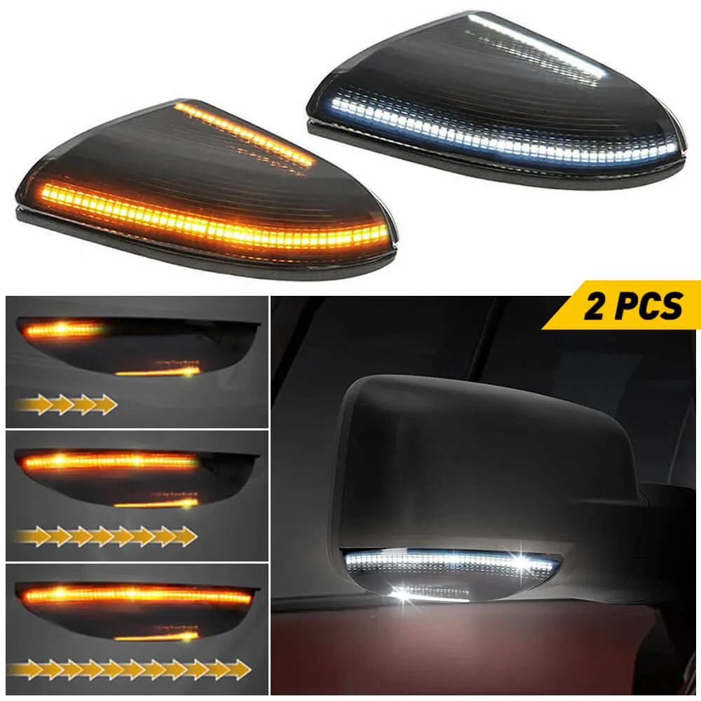 Sequential LED Side Mirror Turn Signal Light & Puddle Light for 2009-2018 Dodge RAM 1500, 2010-2018 RAM 2500 3500, 2019 RAM 1500 Classic