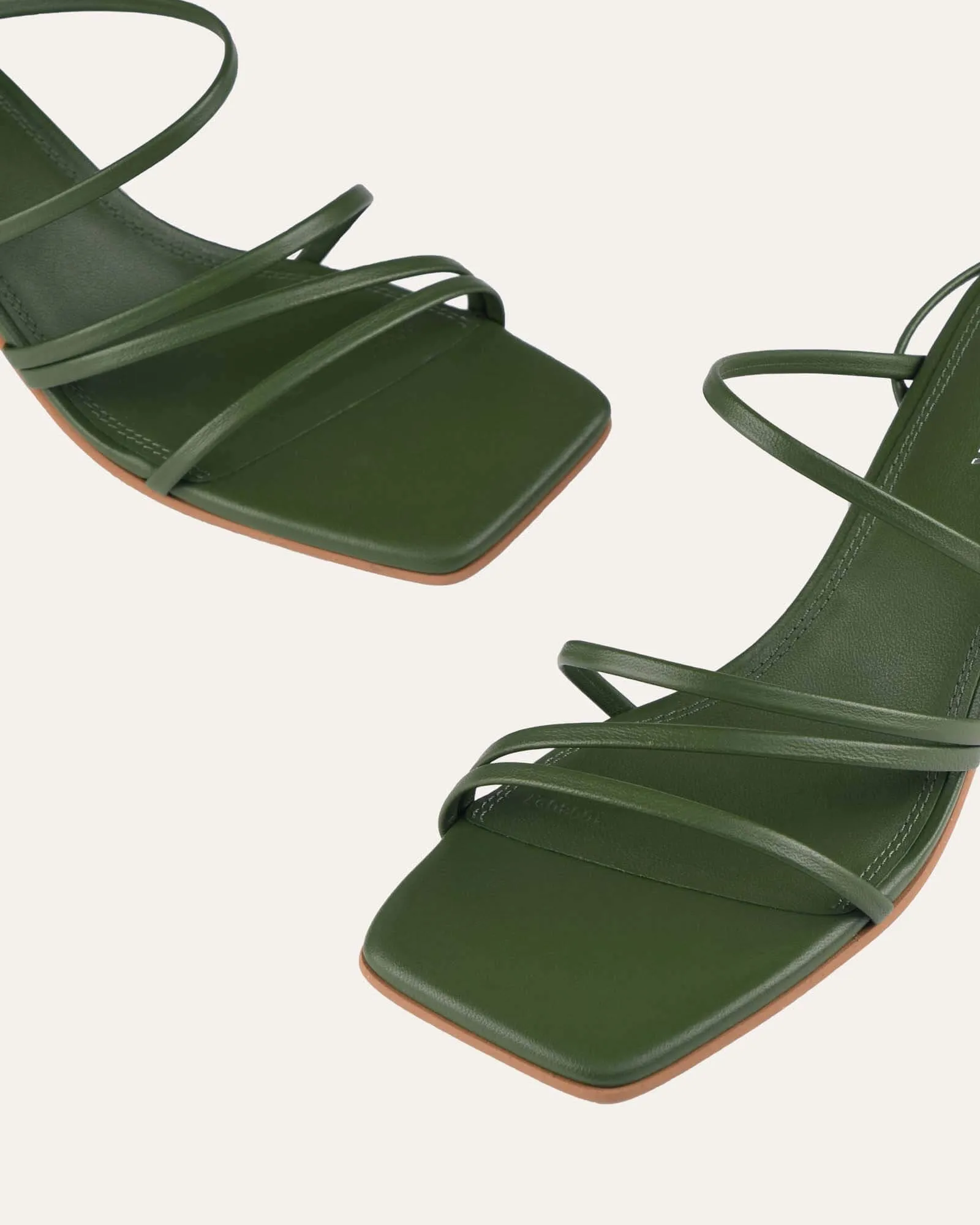 SOFIA MID HEEL SANDALS MOSS GREEN LEATHER