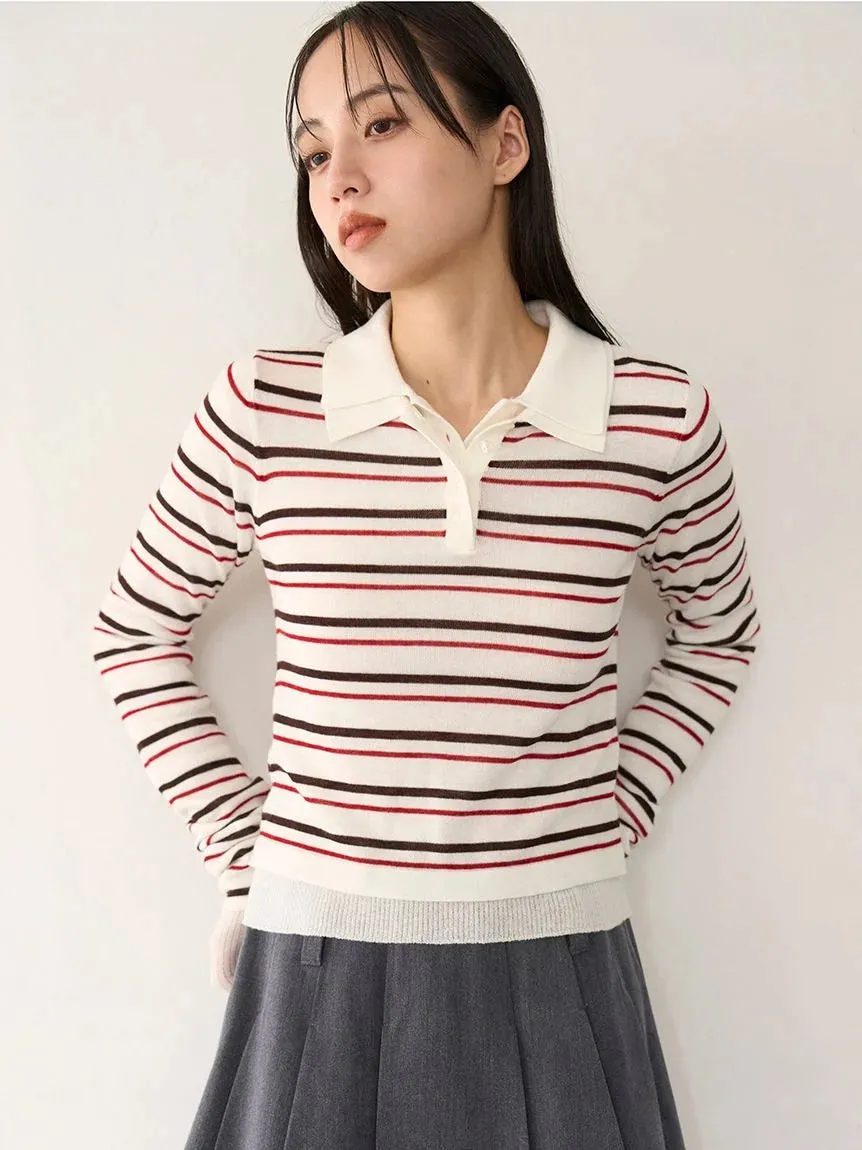 Sustainable Polo Collar Knit Pullover Top