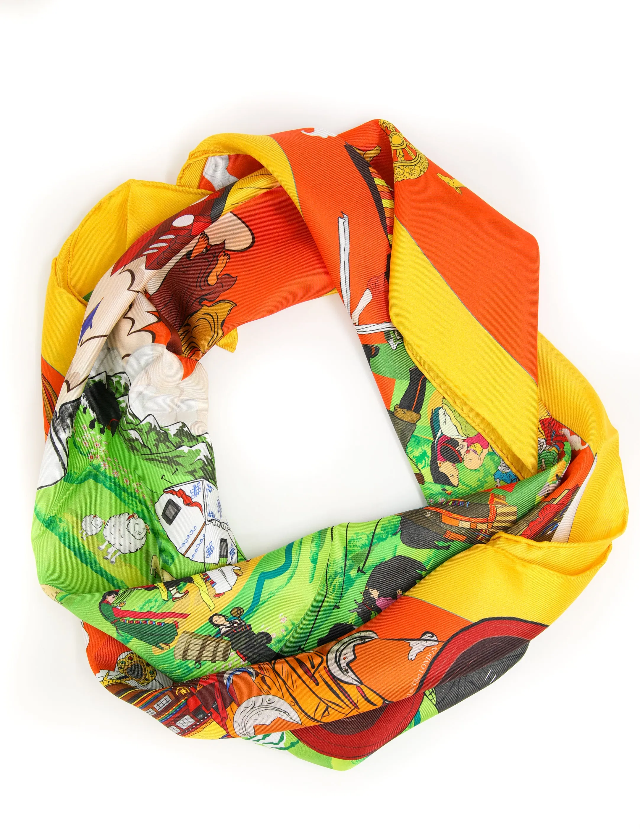 The Heavenly Map of Tibet Square Silk Scarf