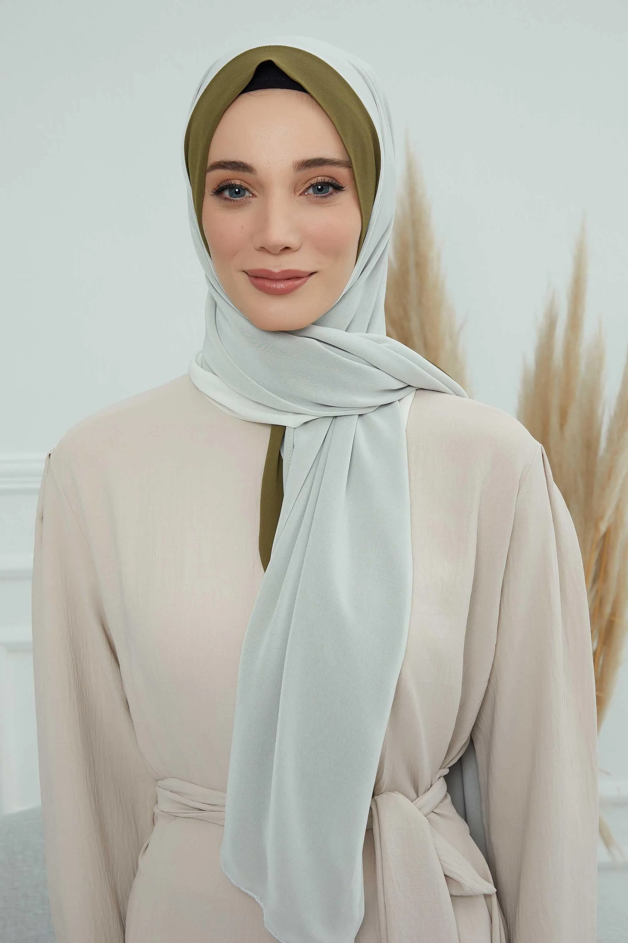 Two Colors Double Side Put on Reversible Hijab Scarves for Women Muslim Regular Chiffon Shawl Turban Head Wraps Turban for Women,CTS-10