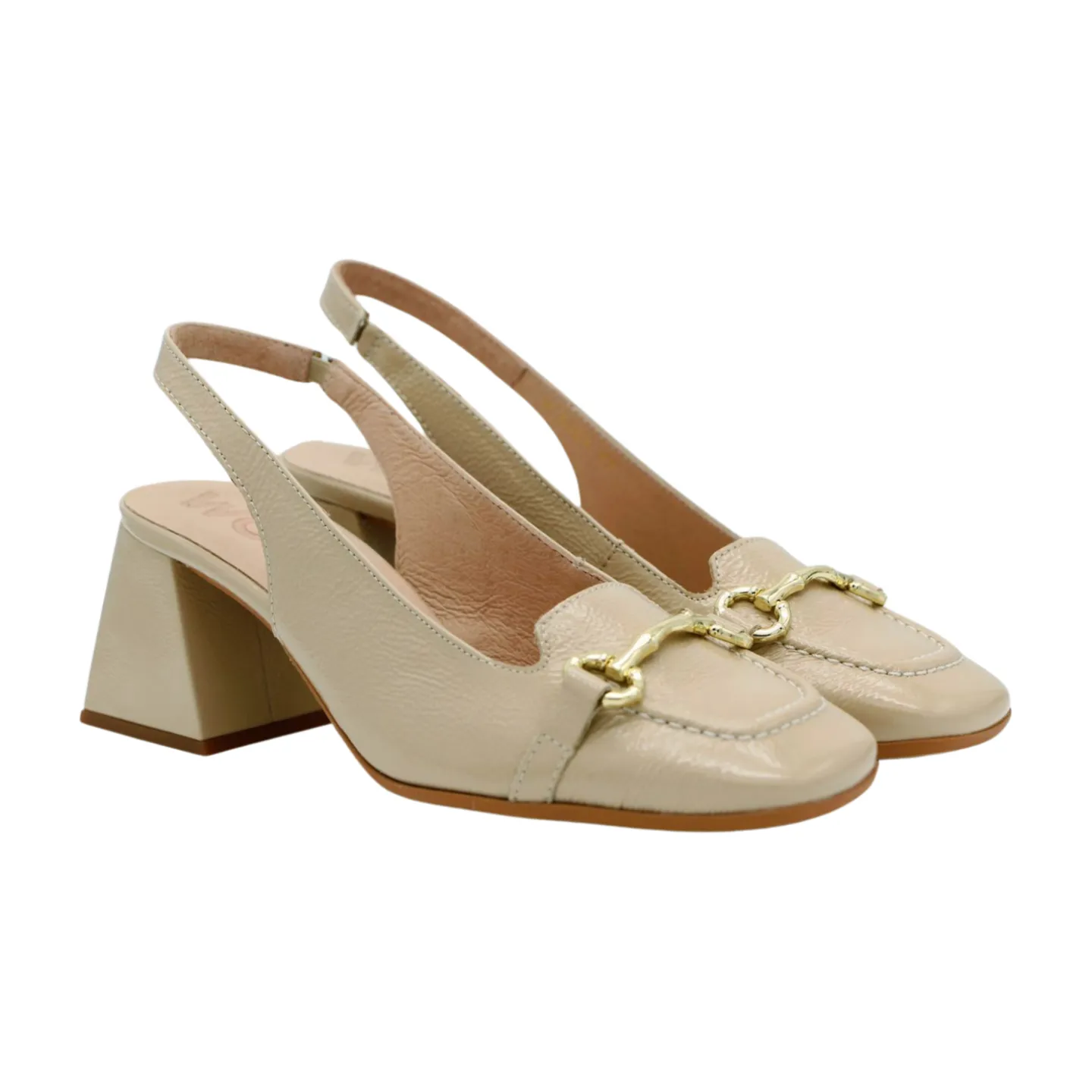 WONDERS H-6301 Cream Patent Slingback